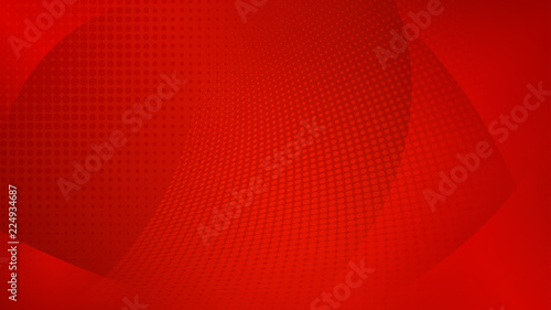 Fotografia, Obraz Abstract background of curved surfaces and halftone dots in red colors