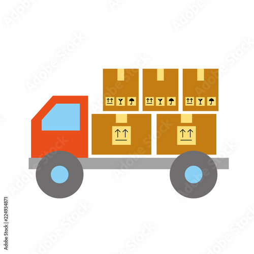 online shopping logistic truck cardboard boxes cargo