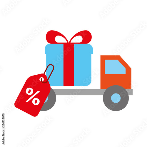 online shopping logistic truck delivery gift tag