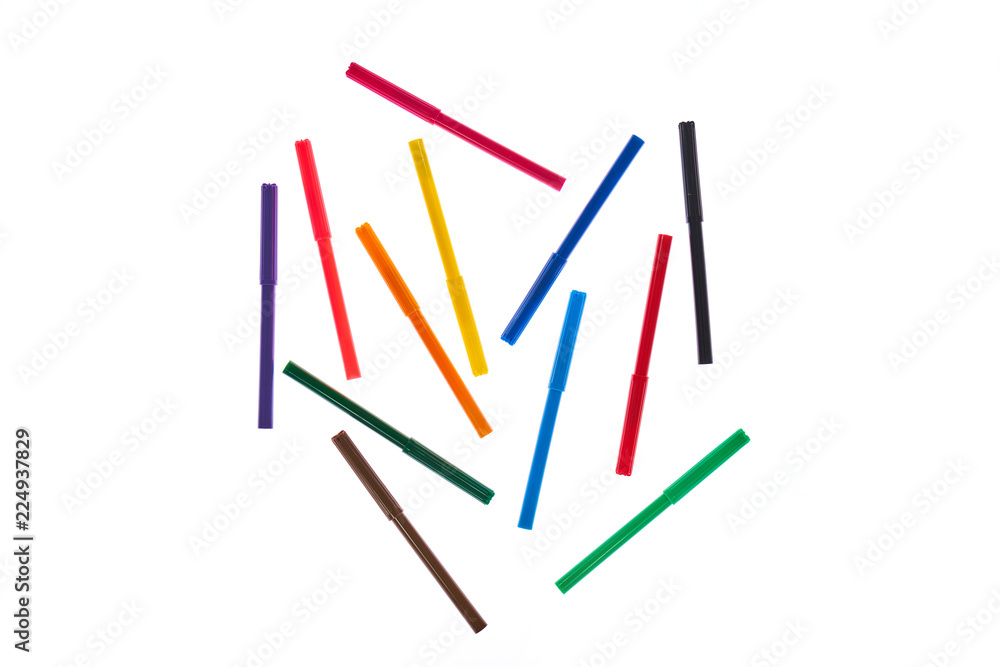 Colorful pens on white background Colorful pens on white background