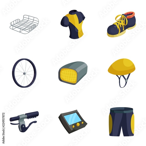 Bicycle, bike sport icons set. Cartoon illustration of 9 bicycle, bike sport vector icons for web