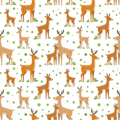 Fototapete Rehkitz-Muster Einfache Cartoontiere Nahtloses Babymuster  © lexver