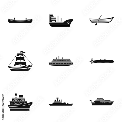Boat icons set. Simple illustration of 9 boat vector icons for web