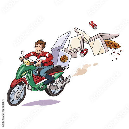 Repartidor de pizzas en motocicleta