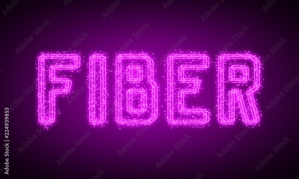 FIBER - pink glowing text at night on black background FIBER - pink glowing text at night on black background