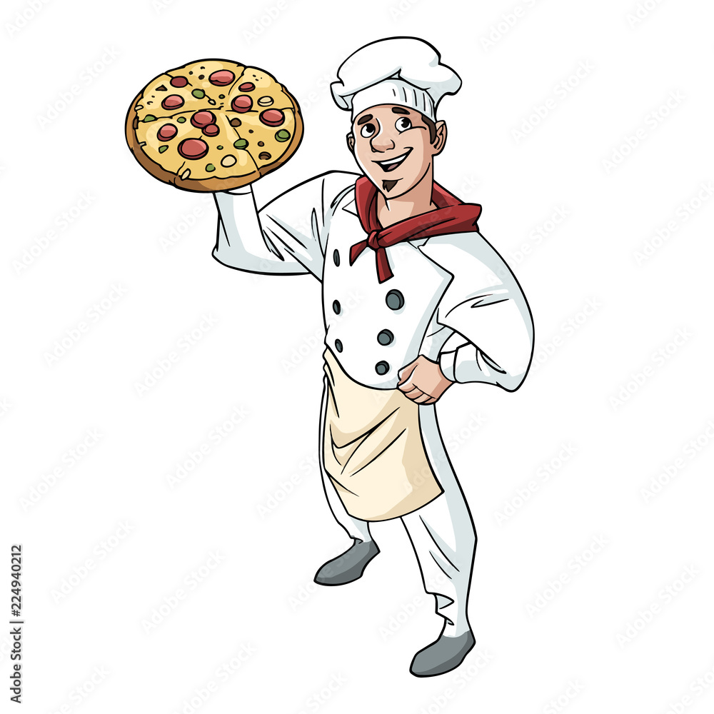 Pizzero mostrando una Pizza Pizzero mostrando una Pizza