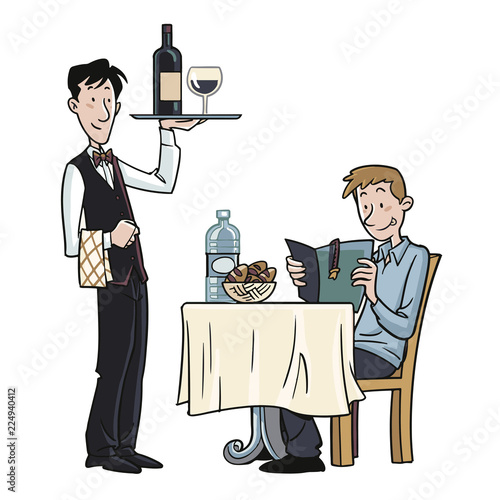 Camarero sirviendo a un cliente en un restaurante