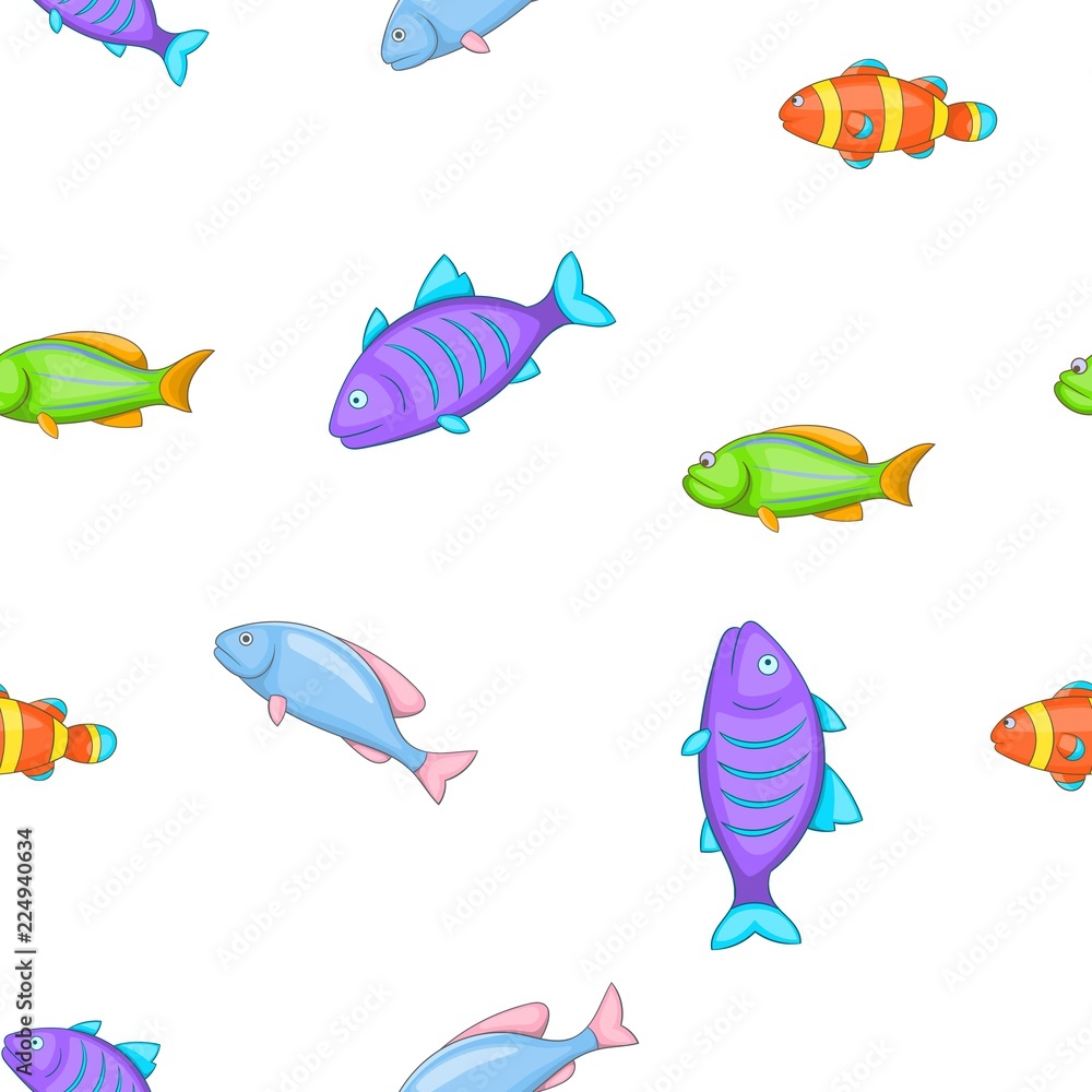 Naklejka premium Species of fish pattern. Cartoon illustration of species of fish vector pattern for web