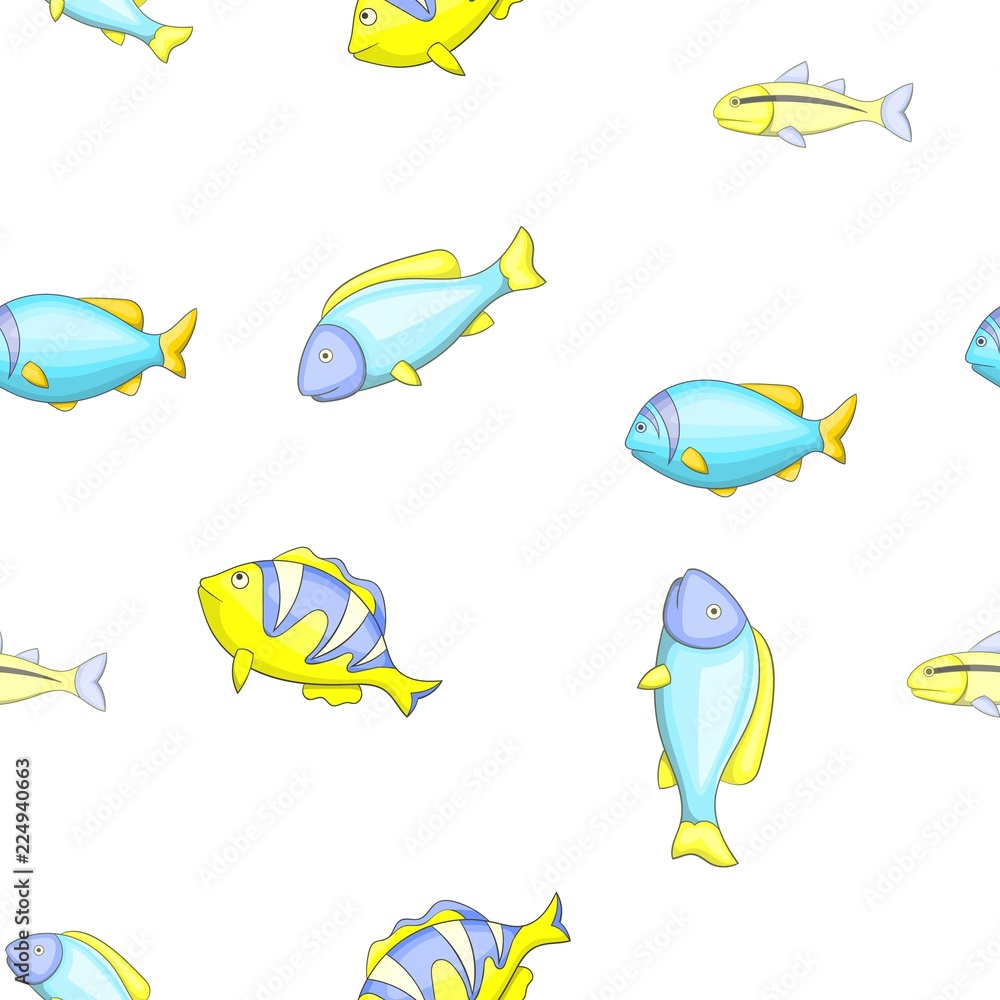 Fototapeta premium Tropical fish pattern. Cartoon illustration of tropical fish vector pattern for web