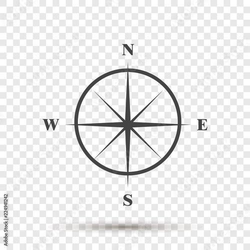 Vector icon compass with indication sides of the world. Illustration compass symbol for determining the sides of the world. Layers grouped for easy editing illustration. For your design.