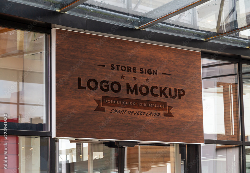 Building Window Sign Mockup Stock Template | Adobe Stock