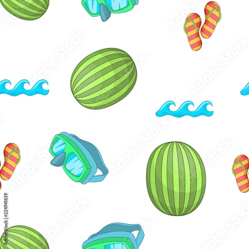 Beach pattern. Cartoon illustration of beach vector pattern for web