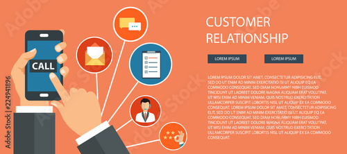 Business customer care service concept. Icons set of contact us, support, help, phone call and website click. Flat vector