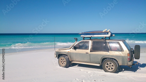 View of Beach on Fraser Island with one car