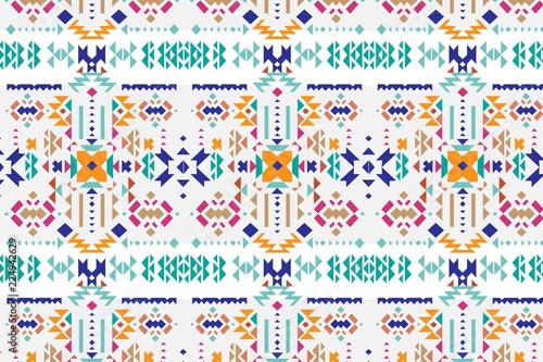 Tribal art ethnic seamless pattern. Folk abstract geometric repeating background texture. Fabric design. Wallpaper