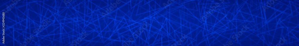 Abstract horizontal banner of randomly arranged contours of triangles on blue background Abstract horizontal banner of randomly arranged contours of triangles on blue background