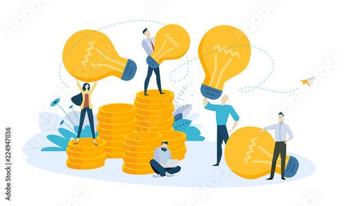 Vector illustration concept of big idea, innovative solutions. Creative flat design for web banner, marketing material, business presentation, online advertising.