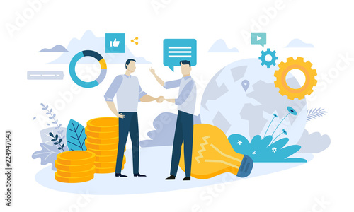 Vector illustration concept of partnership. Creative flat design for web banner, marketing material, business presentation, online advertising.
