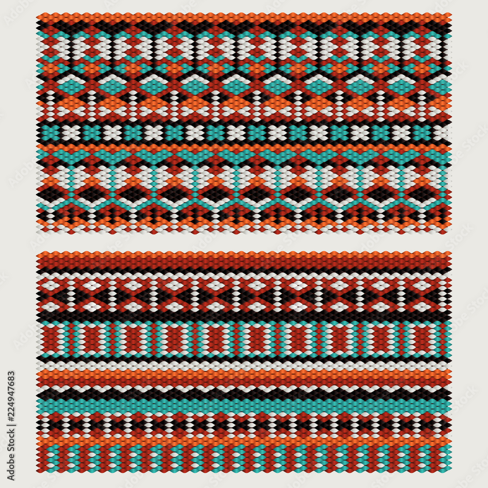 Ethnic patterns on the knitted fabric. Vector stylization - obrazy, fototapety, plakaty 