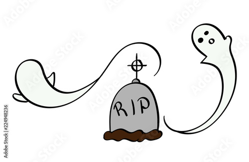 Ghosts swirling around a grave