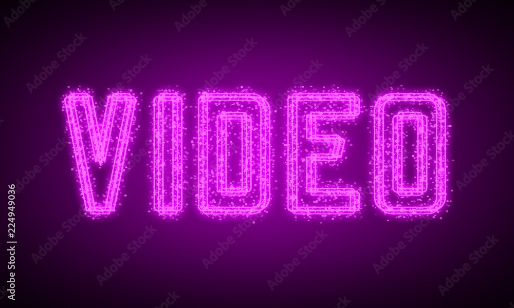 VIDEO - pink glowing text at night on black background