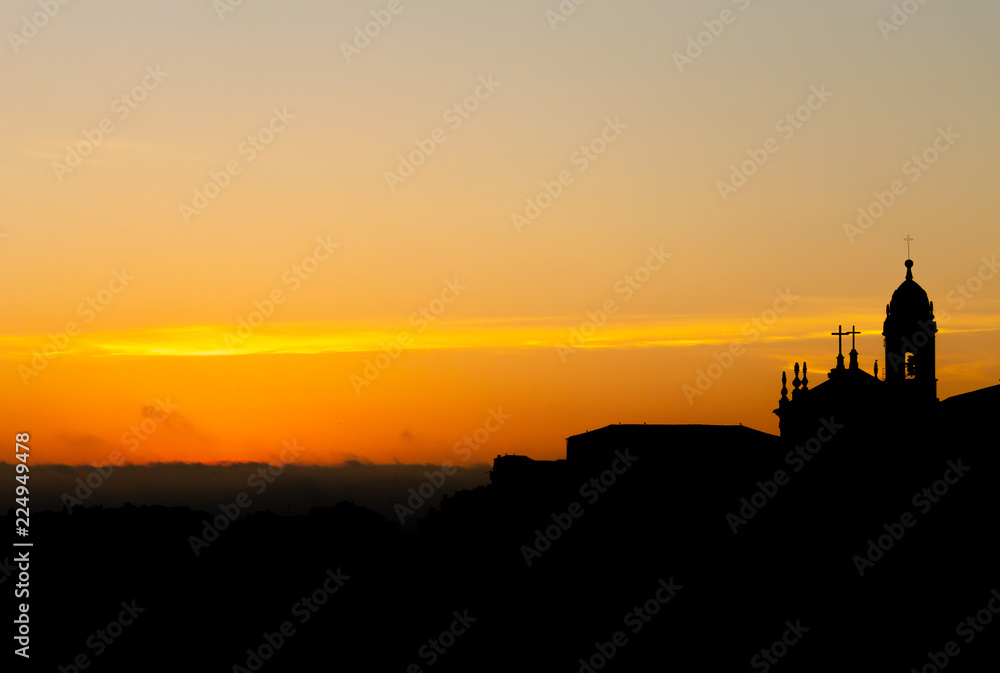 SIlhouetted Church in Porto