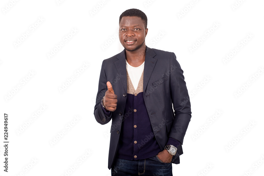young man with thumb sign isolated on white background young man with thumb sign isolated on white background