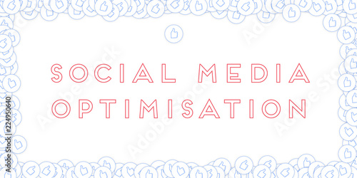 Social media icons. Social media marketing concept. Falling scattered thumbs up. Wide frame elements