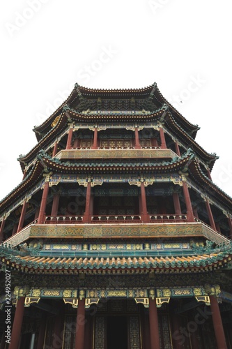 Bottom view of the Tower of Buddhist Incense in Summer Palace - Beijing  China.