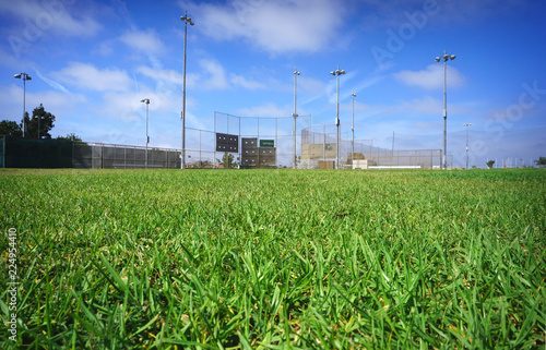 Obraz na płótnie baseball field veiwed from outfiled grass