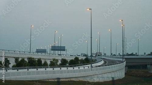 Photography Early morning view of light posts in Kuala Lumpur roads, Malaysia