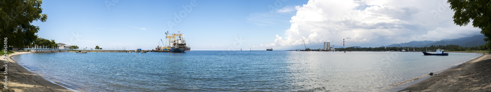 Blue sky and sea - port of Singaraja Panorama