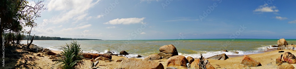 Panoramic view  of a beach in northernmost Thailand.