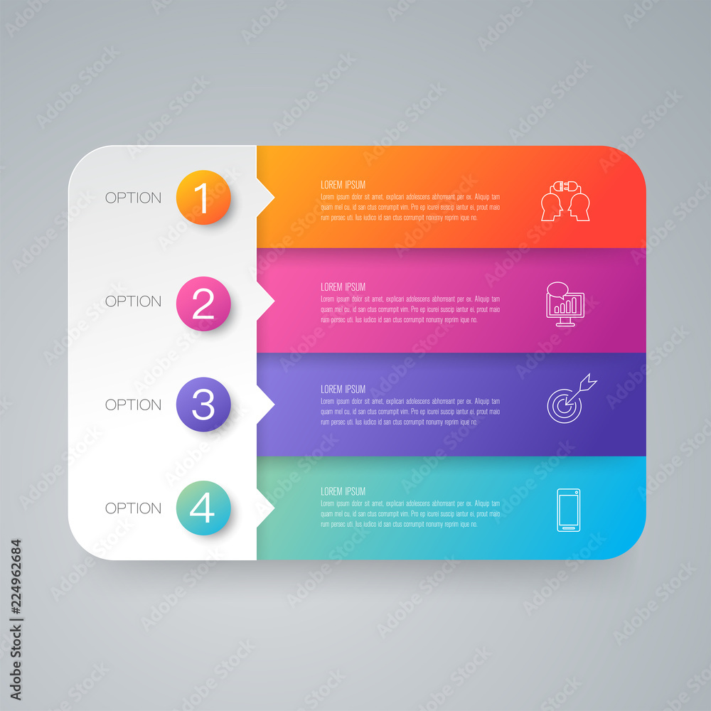 Infographics design vector and business icons with 4 options. Infographics design vector and business icons with 4 options.