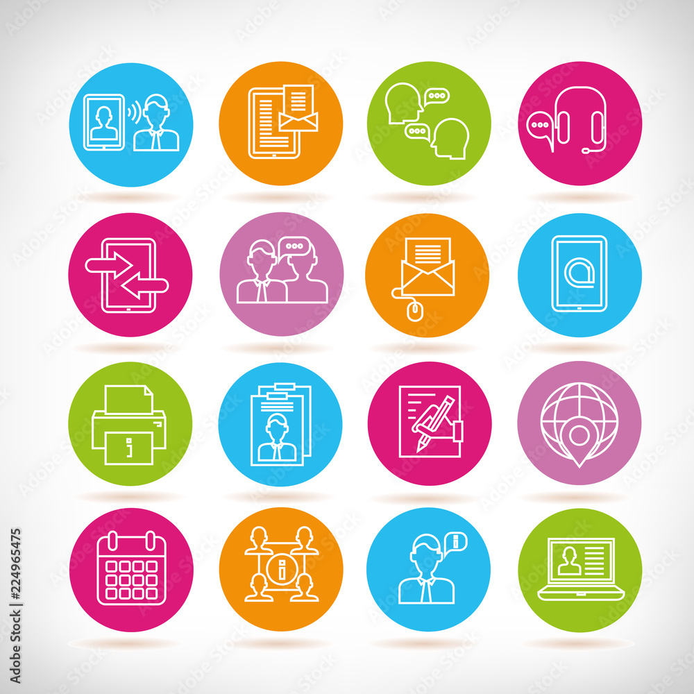 office and contact icons in colorful buttons office and contact icons in colorful buttons