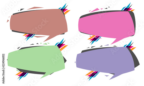 collection of abstract geometric bubble speech quote box talk frame banner label element illustration vector