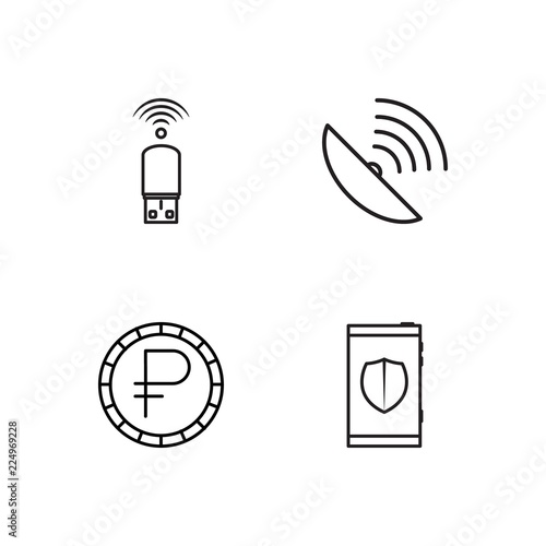 business simple outlined icons set