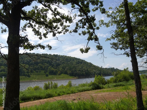 Scenic view of Lake Wallace  Robbers Cave State Park in Wilburton, Oklahoma photo