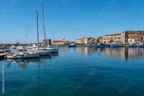 Boats in the Port of Acciaroli on the Mediterranean Sea in Italy