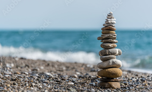Stone Stack on a Beach in Italy
