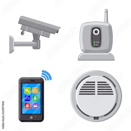 Vector design of office and house icon. Set of office and system stock symbol for web.