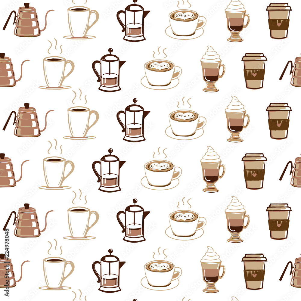 Vector Seamless Coffee illustration Pattern