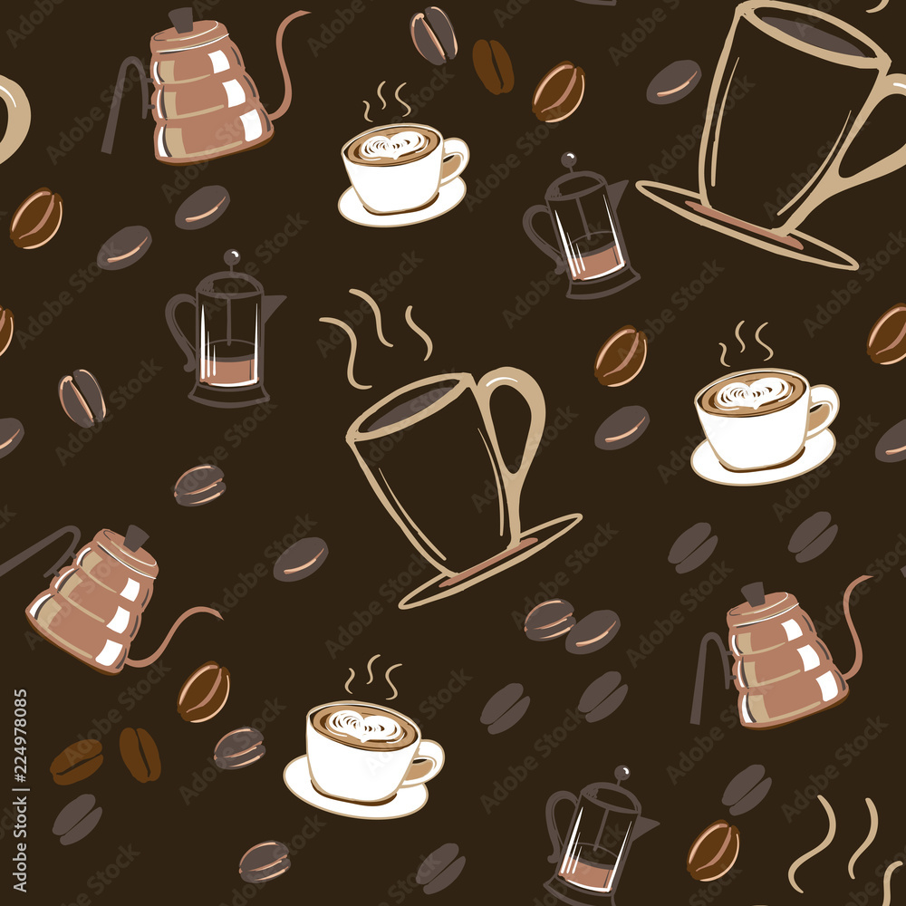 Vector Seamless Coffee illustration Pattern