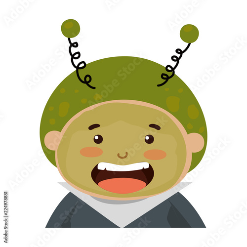 boy dressed up as a halloween martian