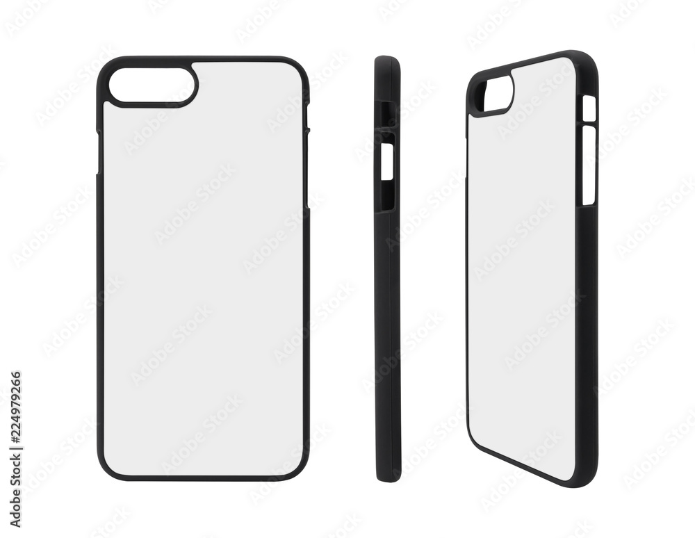 Black smartphone case on isolated background with clipping path. Blank mobile mock up or protector for design. Black smartphone case on isolated background with clipping path. Blank mobile mock up or protector for design.