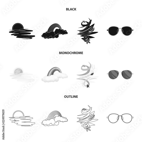 Vector illustration of weather and climate symbol. Collection of weather and cloud stock symbol for web.