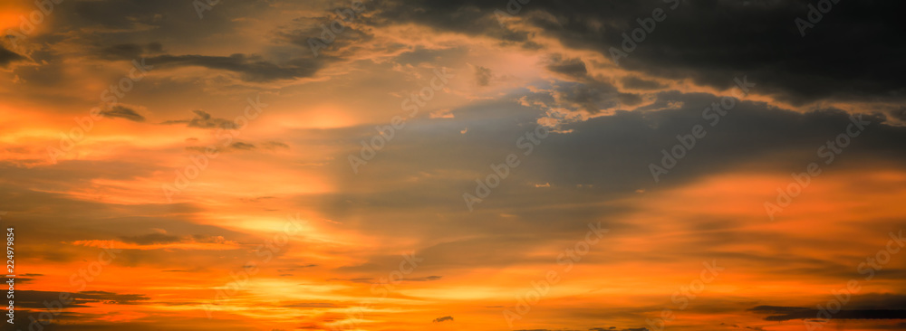 Fototapeta premium Panorama view, Soft and blurred, The beauty of the sky at sunset.
