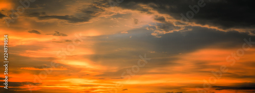 Panorama view, Soft and blurred, The beauty of the sky at sunset.