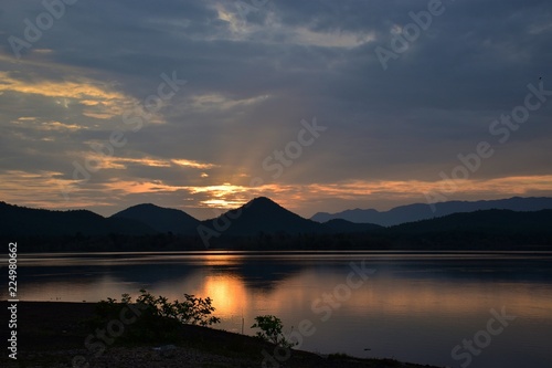 sunset over lake