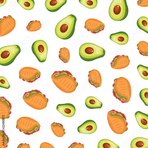 taco mexican with avocados pattern